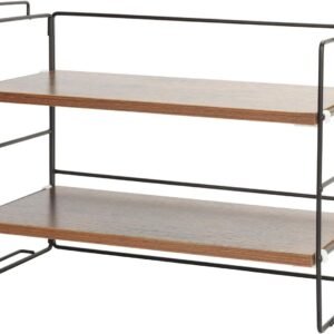 Wood Desk Shelf Organizer, 2-Tier Desktop Supplies Storage Rack, Adjustable Stackable Desk Shelf for Office, Kitchen, Bathroom, 15.75"*12.2"*7.87"