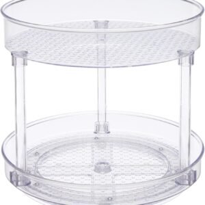 Lazy Susan Turntable Organizer, 9" Diameter, 2 Tier, Clear