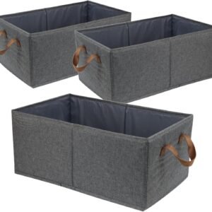 Pack of 3 Large Capacity Storage Bins Closet Organizer System, Sturdy Foldable Storage Boxes for Organizing Clothing, Sheets, Toys, Books - Shelf Organizer Shelves Basket Storage Bin