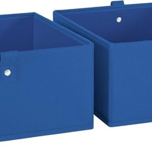 Kids 2pc Folding Storage Bins Set - 10.5” Bin Organizers with Handles - Blue Closet Organizer and Storage for Toys, Games, Shoes - Foldable Cube Storage Organizer Bins for Playroom, Nursery