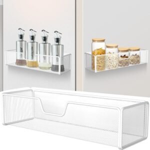 Magnetic Basket Organizer Holder for Fridge Magnetic Shelf Magnetic Storage Bin Box Containers for Refrigerator Whiteboard Classroom Magnetic Organizer