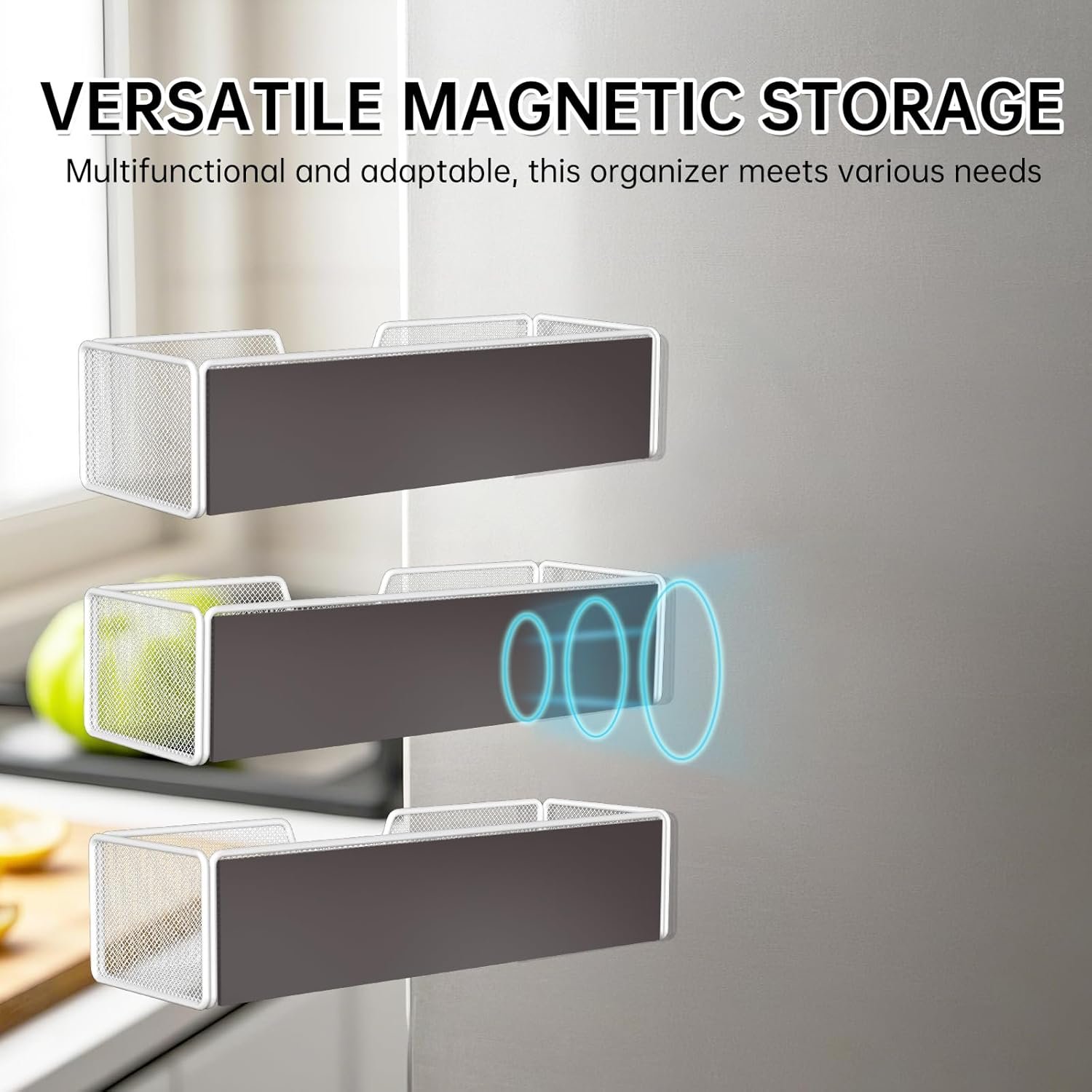 Magnetic Basket Organizer Holder for Fridge Magnetic Shelf Magnetic Storage Bin Box Containers for Refrigerator Whiteboard Classroom Magnetic Organizer - Image 2