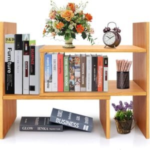 Adjustable Desktop Bookshelf, Desk Organizer Display Shelf Counter Top Bookcase Free Style Display Shelf Rack Office Supplies Storage Shelf Book Multipurpose Bookshelf for Office Kitchen