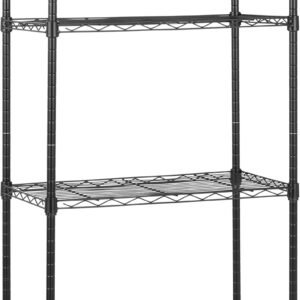 4-Shelf Steel Wire Storage Rack, Adjustable, Sturdy, Easy Assembly, 13.4 D x 23.2 W x 48 H in, Black