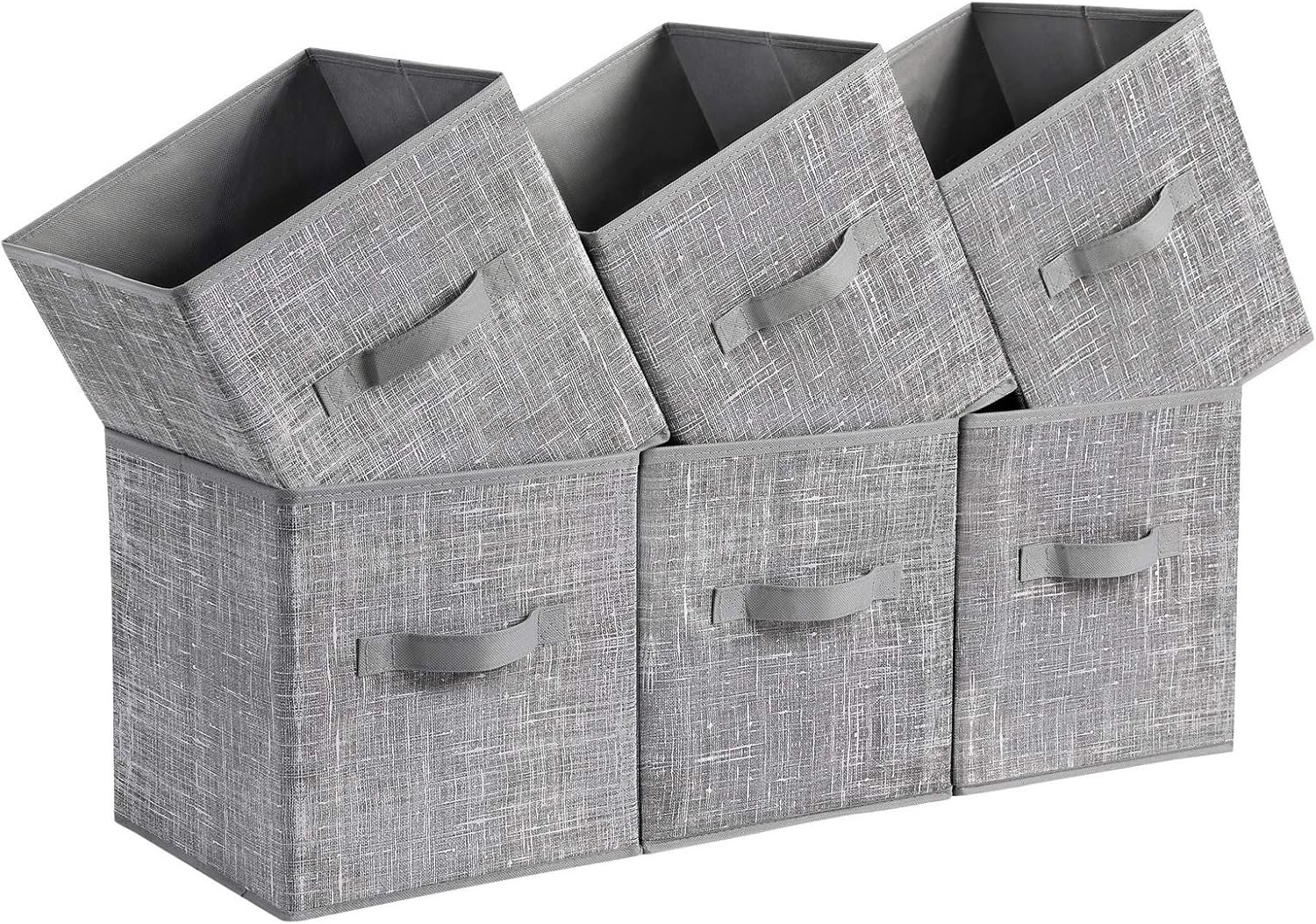 Storage Cubes, 11-Inch Non-Woven Fabric Bins with Double Handles, Set of 6, Closet Organizers for Shelves, Foldable, for Clothes, Cattail Gray